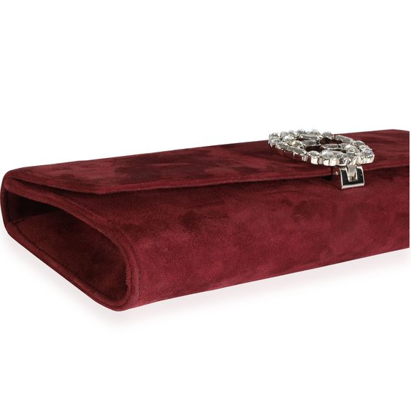 Gucci Burgundy Suede & Crystal Broadway Clutch - Picture 5 of 7
